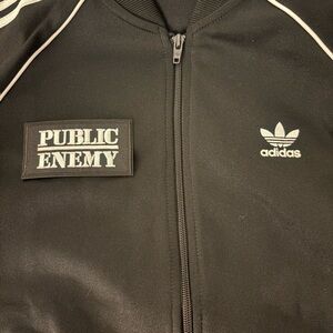 adidas Men's Black Track Jacket with Public Enemy logo Mens medium